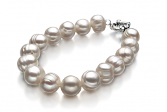 10-11mm A Quality Perla de Agua Dulce Pulsera in Sencilla Blanco