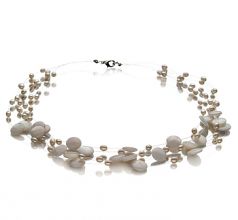 4-10mm A Quality Perla de Agua Dulce Collar in Keita Blanco