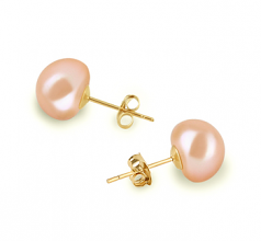 8-9mm AAA Quality Perla de Agua Dulce Pendientes in Rosa