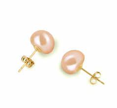 8-9mm AAA Quality Perla de Agua Dulce Pendientes in Rosa