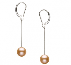 Par de pendientes de perlas Perla de Agua Dulce de calidad AA de 8 a 9mm en color Rosa