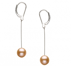 8-9mm AA Quality Perla de Agua Dulce Pendientes in Amy Rosa