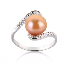 9-10mm AA Quality Perla de Agua Dulce Anillo in Chantel Rosa