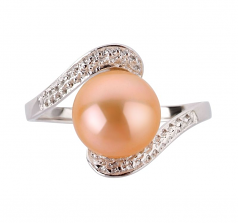 9-10mm AA Quality Perla de Agua Dulce Anillo in Chantel Rosa