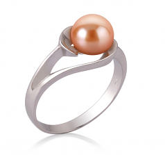 Anillo de perlas Perla de Agua Dulce de calidad AAA de 6 a 7mm en color Rosa