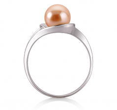Anillo de perlas Perla de Agua Dulce de calidad AAA de 6 a 7mm en color Rosa