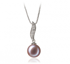 Colgante de perlas Perla de Agua Dulce de calidad AAA de 9 a 10mm en color Lavanda