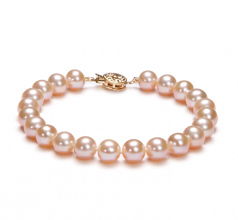 7-8mm AAA Quality Perla de Agua Dulce Pulsera in Rosa