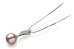 Colgante de perlas Perla de Agua Dulce de calidad AAA de 9 a 10mm en color Lavanda