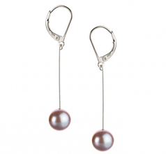 8-9mm AA Quality Perla de Agua Dulce Pendientes in Amy Lavanda