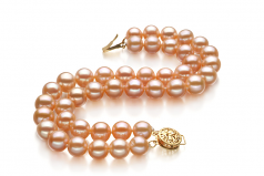 7-8mm AA Quality Perla de Agua Dulce Pulsera in Maxima Rosa