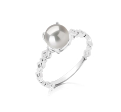 7.5-8mm AAAA Quality Perla de Agua Dulce Anillo in Dawn Blanco