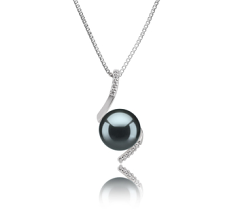 Colgante de perlas Perla Tahití de calidad AAA de 9 a 10mm en color Negro