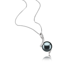 Colgante de perlas Perla Tahití de calidad AAA de 9 a 10mm en color Negro