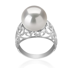 Anillo de perlas Perla Agua Dulce - Edison de calidad AA+ de 12 a 13mm en color Blanco
