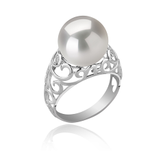 Anillo de perlas Perla Agua Dulce - Edison de calidad AA+ de 12 a 13mm en color Blanco