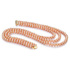 Collar de perlas Perla de Agua Dulce de calidad AA de 6 a 7mm en color Rosa