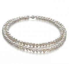 6-7mm A Quality Perla de Agua Dulce Collar in Julienne Blanco