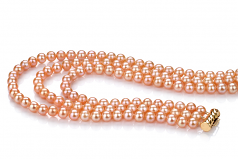 Collar de perlas Perla de Agua Dulce de calidad AA de 6 a 7mm en color Rosa