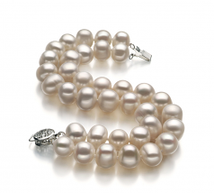 8-9mm A Quality Perla de Agua Dulce Pulsera in Leonora Blanco