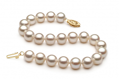 7.5-8.5mm AA Quality Perla de Agua Dulce Pulsera in Blanco