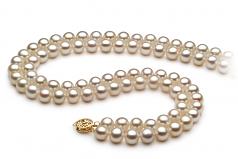 7.5-8.5mm AA Quality Perla de Agua Dulce Collar in Blanco