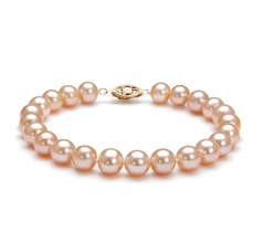 7-8mm AA Quality Perla de Agua Dulce Pulsera in Rosa