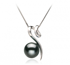 Colgante de perlas Perla Tahití de calidad AAA de 8 a 9mm en color Negro
