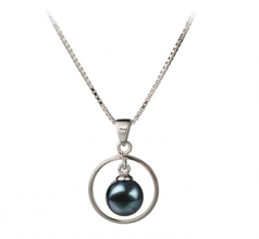 Colgante de perlas Perla Akoya Japonesa de calidad AA de 6 a 7mm en color Negro