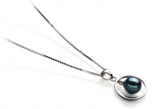 Colgante de perlas Perla Akoya Japonesa de calidad AA de 6 a 7mm en color Negro