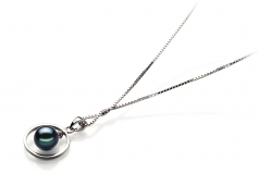 Colgante de perlas Perla Akoya Japonesa de calidad AA de 6 a 7mm en color Negro