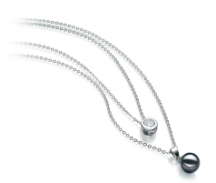 Collar de perlas Perla Akoya Japonesa de calidad AA de 7 a 8mm en color Negro