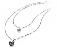 Collar de perlas Perla Akoya Japonesa de calidad AA de 7 a 8mm en color Negro