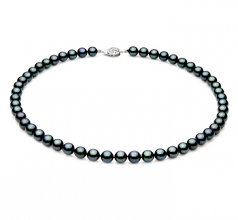 Collar de perlas Perla Akoya Japonesa de calidad AAA de 7 a 7.5mm en color Negro