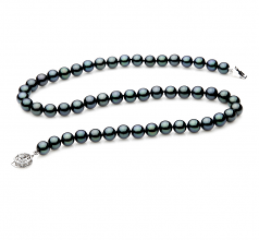 Collar de perlas Perla Akoya Japonesa de calidad AAA de 7 a 7.5mm en color Negro