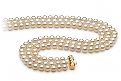 6-7mm AA Quality Perla de Agua Dulce Collar in Dianna Blanco