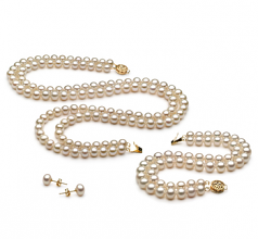 Conjunto de perlas Perla de Agua Dulce de calidad AA de 6 a 7mm en color Blanco
