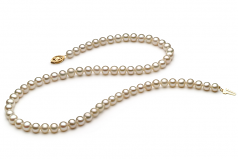 Collar de perlas Perla de Agua Dulce de calidad AAA de 5.5 a 6mm en color Blanco
