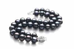 8-9mm A Quality Perla de Agua Dulce Pulsera in Negro