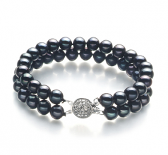 6-7mm AA Quality Perla de Agua Dulce Pulsera in Henrike Negro