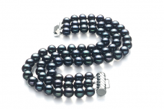 6-7mm AA Quality Perla de Agua Dulce Pulsera in Medina Negro