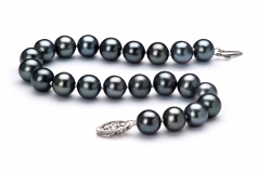 7.5-8.5mm AA Quality Perla de Agua Dulce Pulsera in Negro