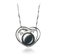 Colgante de perlas Perla de Agua Dulce de calidad AA de 9 a 10mm en color Negro