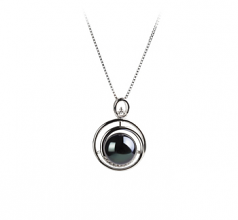 Colgante de perlas Perla de Agua Dulce de calidad AA de 9 a 10mm en color Negro