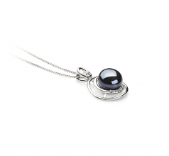 Colgante de perlas Perla de Agua Dulce de calidad AA de 9 a 10mm en color Negro