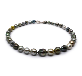 17 pulgadas Multicolor 9-12mm Calidad Barroco Collar de Perlas Tahití y Plata esterlina 925 17 pulgadas Multicolor 9-12mm Calidad Barroco Collar de Perlas Tahití y Plata esterlina 925