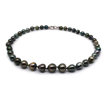 17.5 pulgadas Multicolor 8-11mm Calidad Barroco Collar de Perlas Tahití y Plata esterlina 925 17.5 pulgadas Multicolor 8-11mm Calidad Barroco Collar de Perlas Tahití y Plata esterlina 925