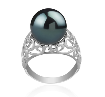 12-13mm AA Quality Perla Tahití Anillo in Alva Negro