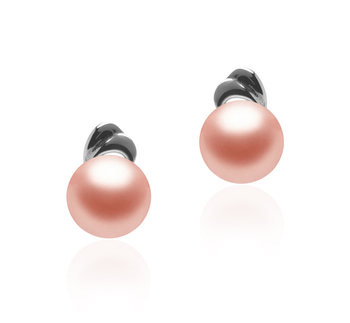 5-6mm AAA Quality Perla de Agua Dulce Pendientes in Aria Rosa