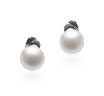 5-6mm AAA Quality Perla de Agua Dulce Pendientes in Aria Blanco